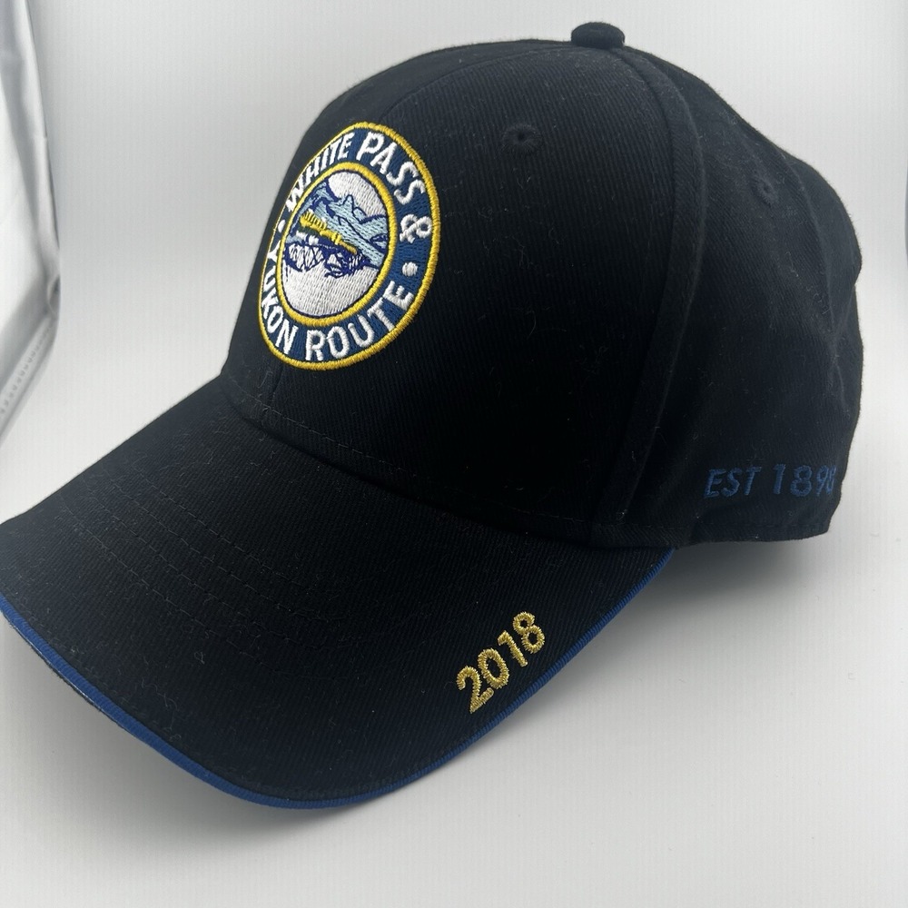 White Pass & Yukon Route Railroad 2018 Skagway Alaska FlexFit Black Hat Cap - Picture 2 of 12